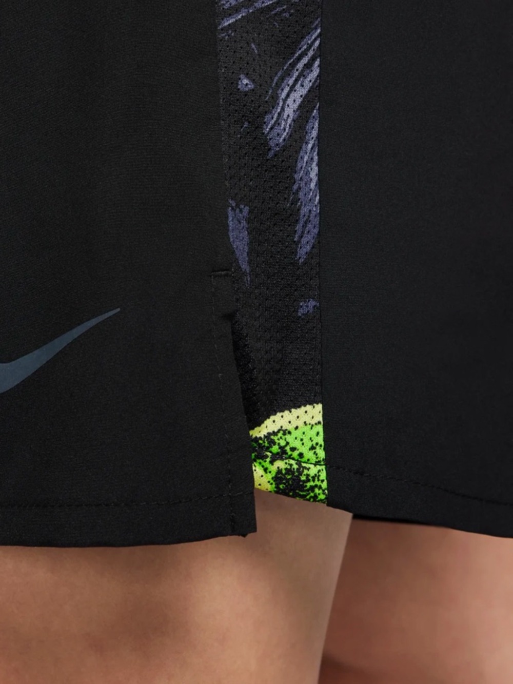 Nike Black Challenger Athletic Shorts with Neon Green Trim - Picture 8 of 11